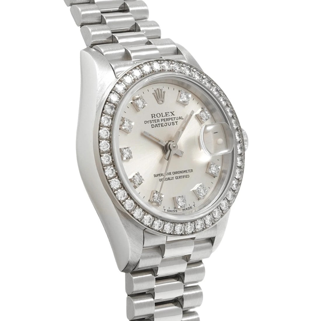 ROLEX DATEJUST SILVER/DIAMOND WATCH - 3