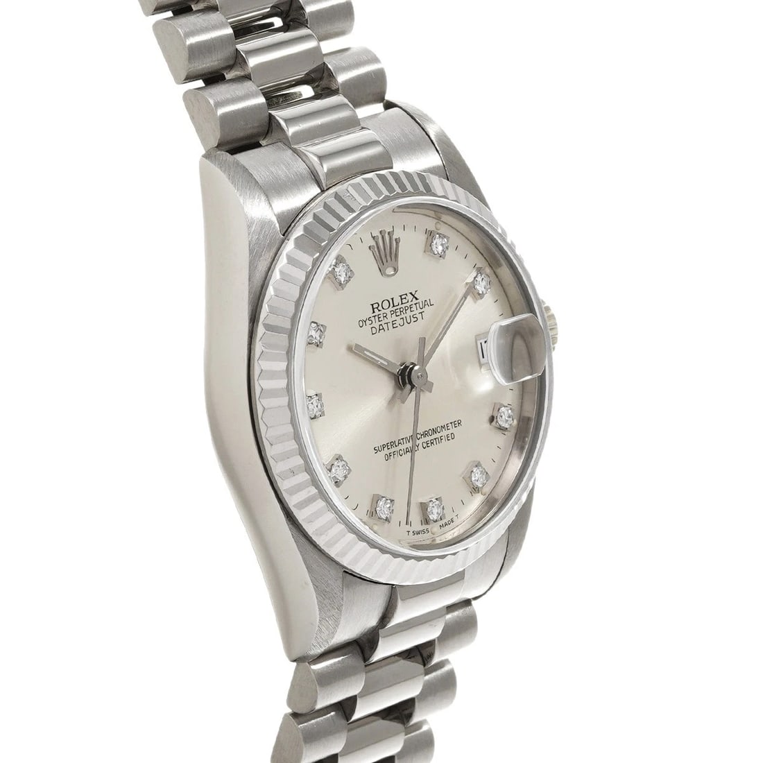 ROLEX DATEJUST SILVER/DIAMOND WATCH - 3