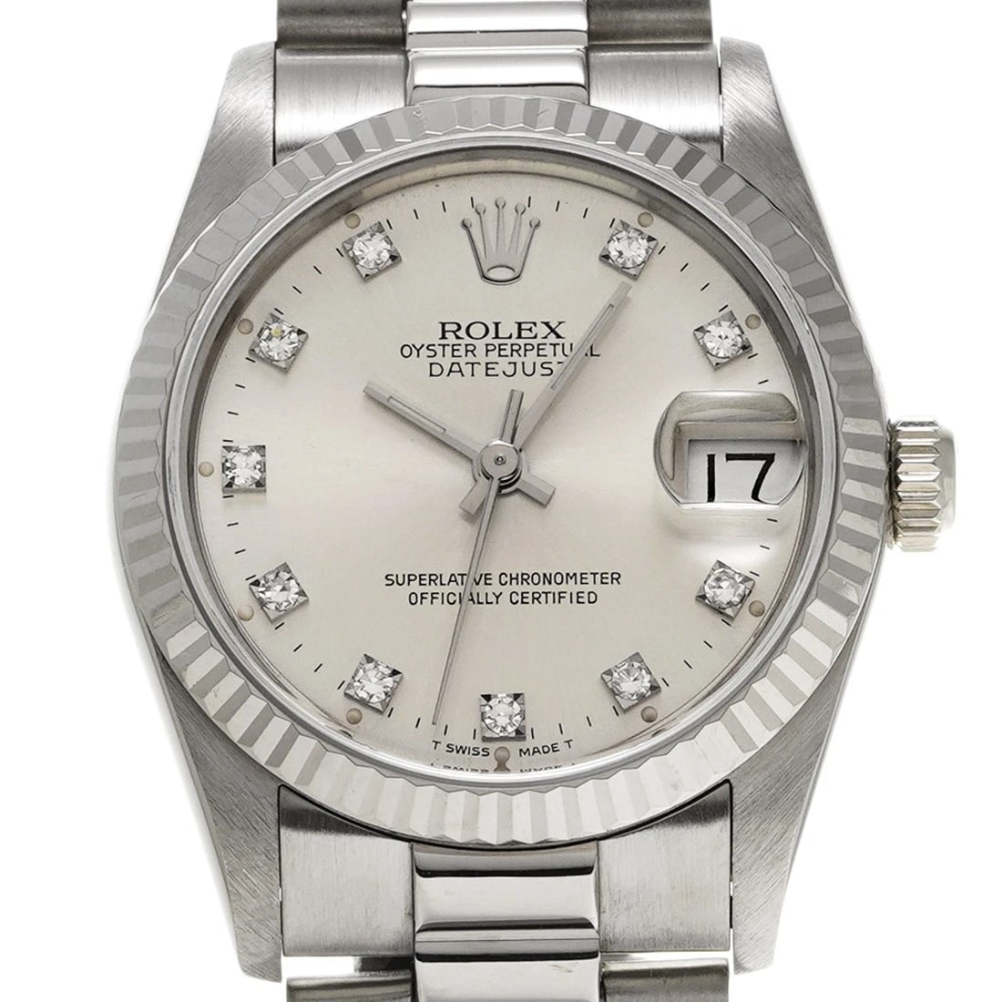 ROLEX DATEJUST SILVER/DIAMOND WATCH - 4