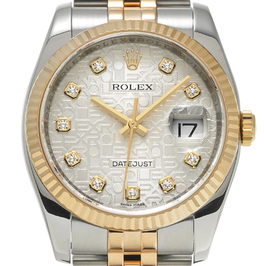 ROLEX DATEJUST 36 SILVER COMPUTER/DIAMOND WATCH - 4