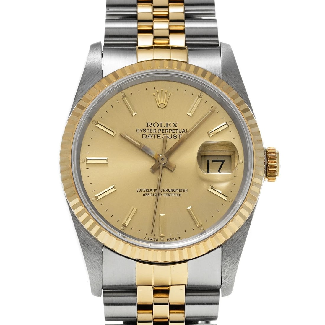 ROLEX DATEJUST CHAMPAGNE WATCH: ROLEX Datejust Champagne Watch Brand: ROLEX Type/Style: Wristwatch Material: Band Material Stainless steel/Yellow Gold, Case Material Stainless steel Color: Dial Color Champagne Size: Case Size
