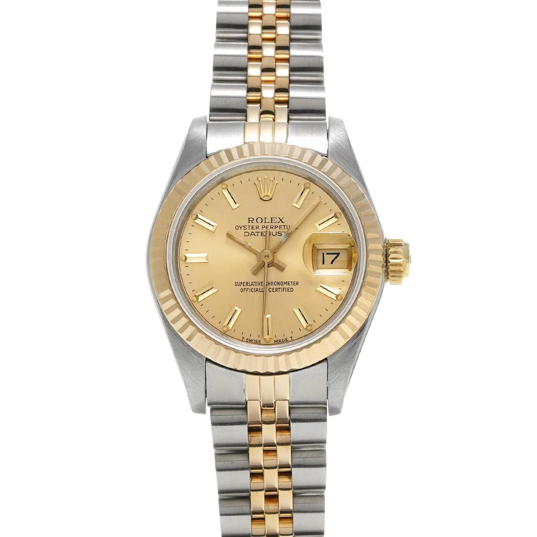 ROLEX DATEJUST CHAMPAGNE WATCH: ROLEX Datejust Champagne Watch Brand: ROLEX Type/Style: Wristwatch Material: Band Material Stainless steel/Yellow Gold, Case Material Stainless steel Color: Dial Color Champagne Size: Case Size