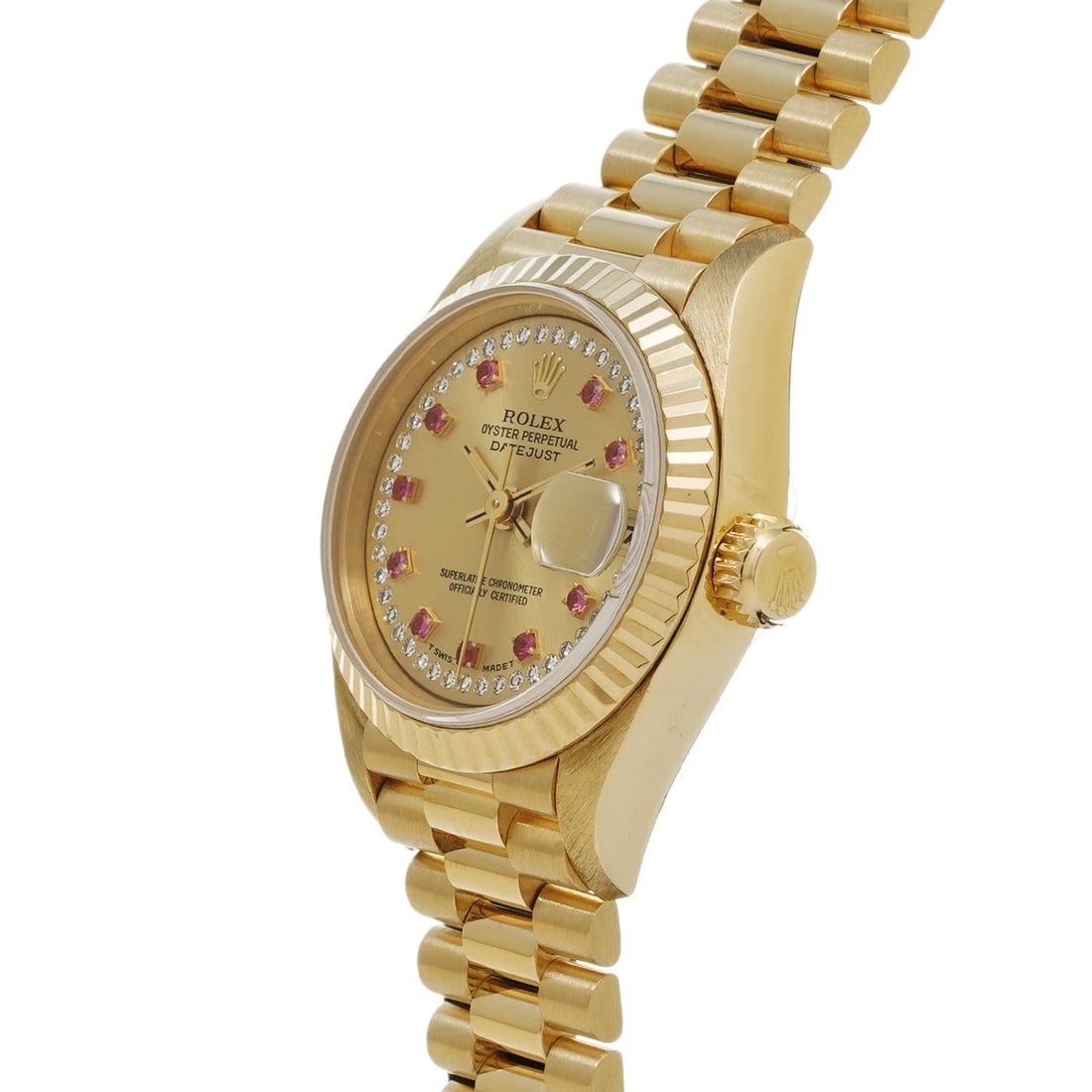 ROLEX DATEJUST CHAMPAGNE/MILLIARD DIAMOND/RUBY WATCH - 2