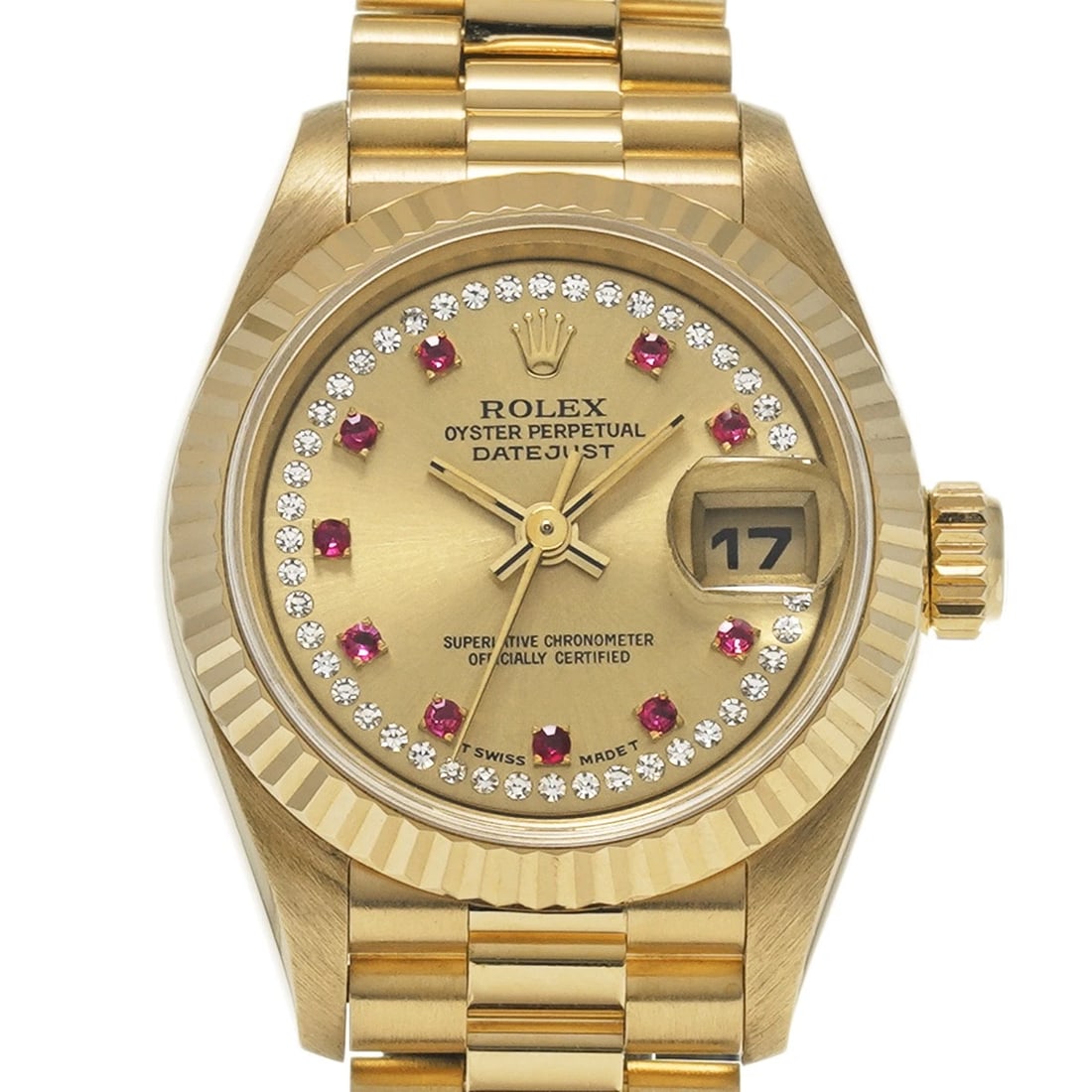 ROLEX DATEJUST CHAMPAGNE/MILLIARD DIAMOND/RUBY WATCH - 4