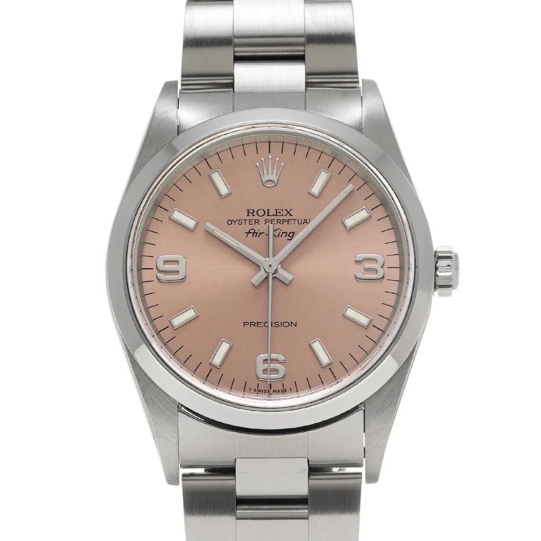 ROLEX AIR-KING PINK WATCH: ROLEX Air-King pink Watch Brand: ROLEX Type/Style: Wristwatch Material: Band Material Stainless steel, Case Material Stainless steel Color: Dial Color pink Size: Case Size H/about 34mm W/about 34mm