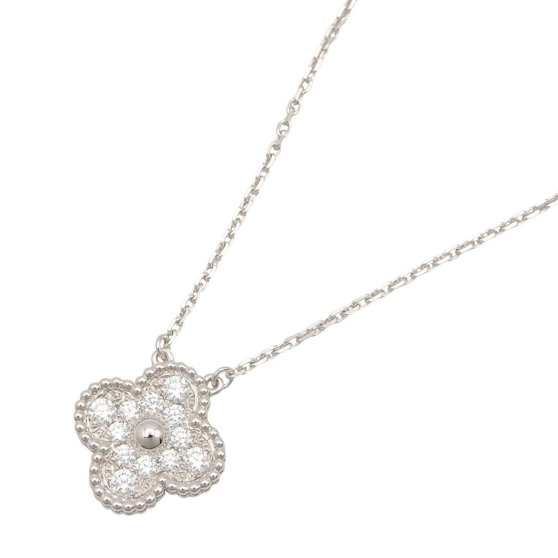 VAN CLEEF & ARPELS ALHAMBRA NECKLACE: Van Cleef & Arpels Alhambra Necklace Brand: Van Cleef & Arpels Type/Style: Necklace Material: K18WG?White Gold?, Color: Silver Size: Size Neck rotation?37.5/42cm(14.8") Motif W?14.6mm x H?14.6mm(0.6" 