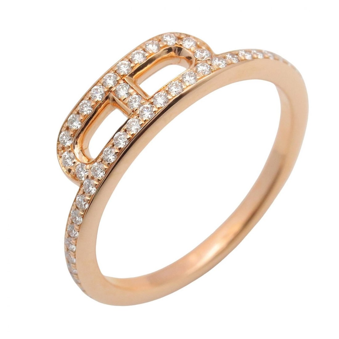 HERMES LINK D'HERMES DIAMOND RING 18KRG: HERMES Link d'Hermes Diamond Ring 18KRG Brand: HERMES Type/Style: Ring Material: K18PG?Rose Gold?, Color: Gold Size: US size 5.5 Accessories: None Accessories Notice: When purchasing pre-owned goods,