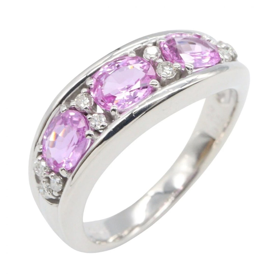 JEWELRY PINK SAPPHIRE DIAMOND RING: JEWELRY Pink sapphire Diamond Ring Brand: JEWELRY Type/Style: Ring Material: K18WG?White Gold?, Main Stone Pink sapphire Color: Silver Size: US size 6 Accessories: None Accessories Notice: