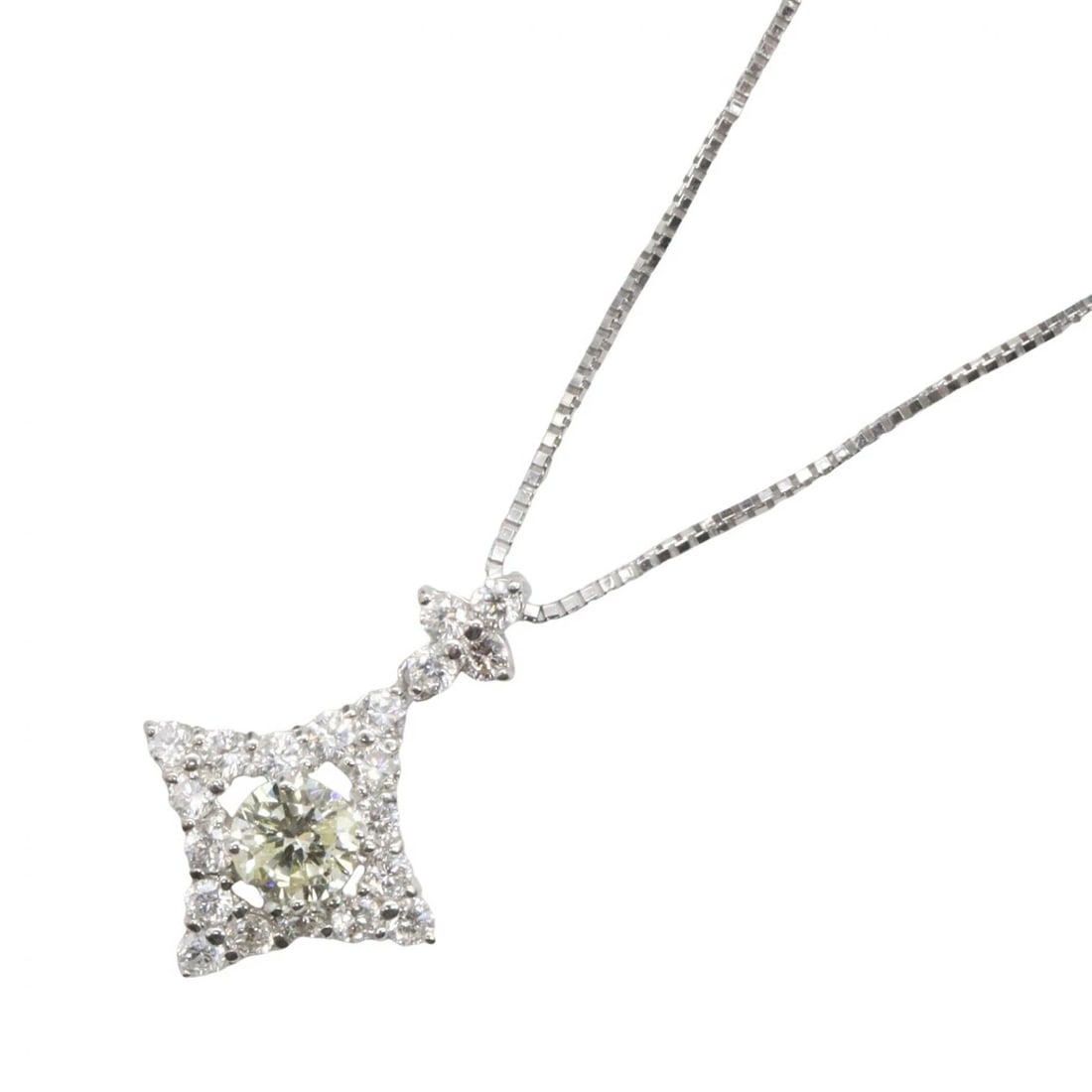 JEWELRY DIAMOND NECKLACE PENDANT: JEWELRY Diamond Necklace Pendant Brand: JEWELRY Type/Style: Necklace Material: K18WG?White Gold?, Color: Silver Size: Size Neck rotation?47cm(18.5") Motif W?13mm x H?20mm(0.5" x 0.8") Accessories: