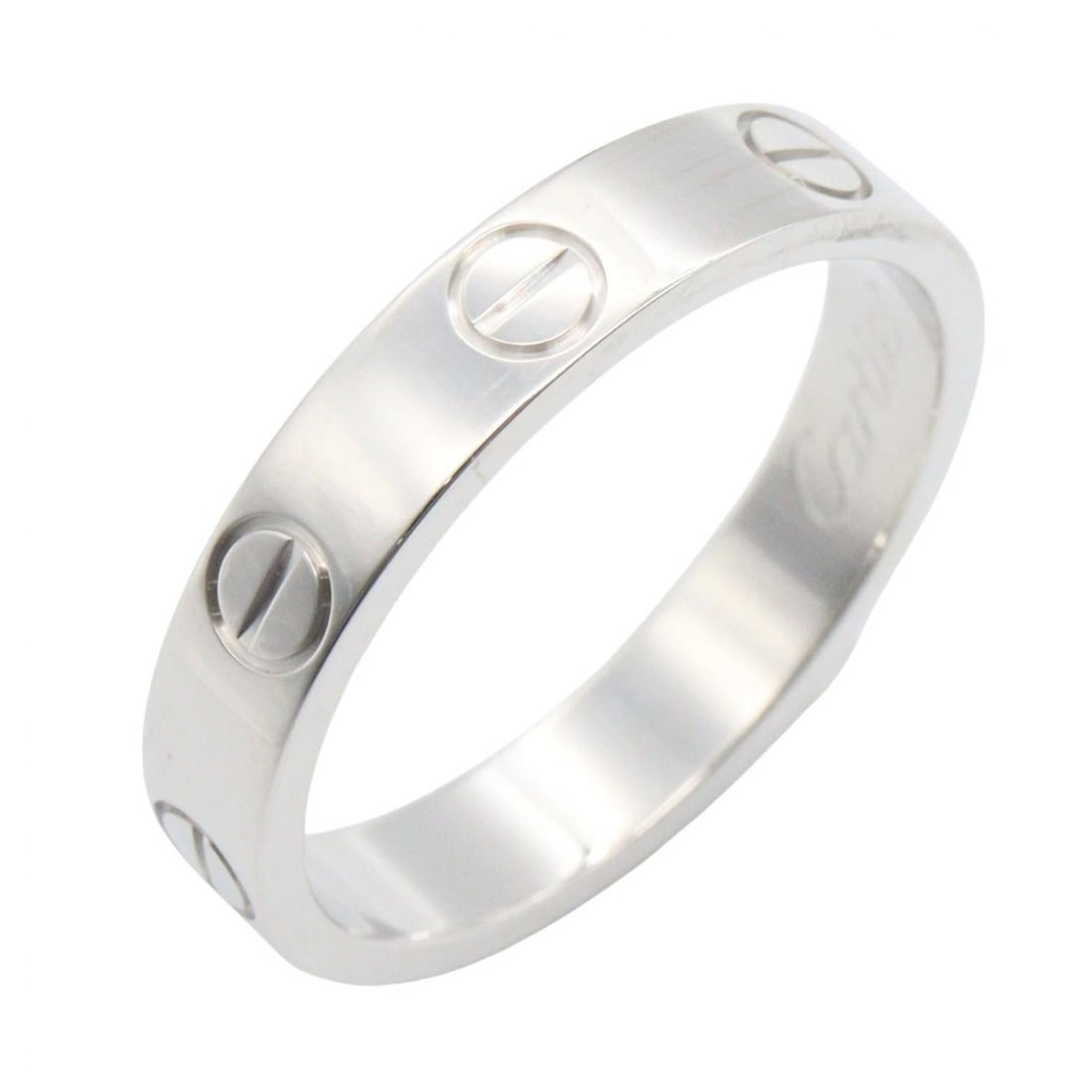 CARTIER MINI LOVE RING 18KWG WHITE GOLD: CARTIER Mini Love Ring 18KWG White Gold Brand: CARTIER Type/Style: Ring Material: K18WG?White Gold?, Color: Silver Size: US size 6.75 Accessories: None Accessories Notice: When purchasing