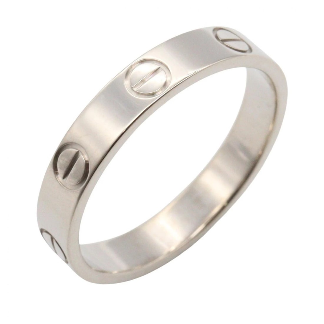 CARTIER MINI LOVE RING 18KWG WHITE GOLD: CARTIER Mini Love Ring 18KWG White Gold Brand: CARTIER Type/Style: Ring Material: K18WG?White Gold?, Color: Silver Size: US size 6.25 Accessories: None Accessories Notice: When purchasing