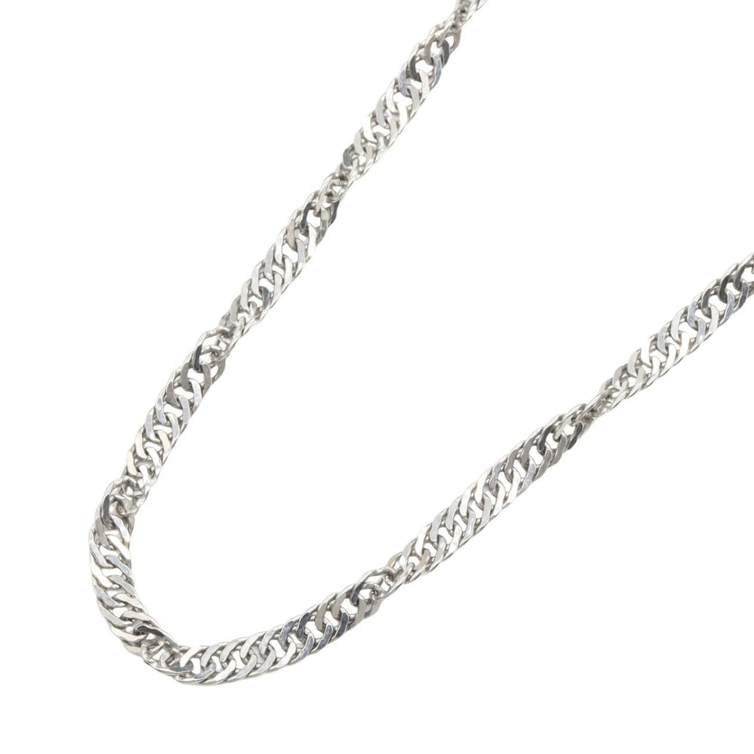 JEWELRY SINGLE 2 SIDE CURB LINK NECKLACE: JEWELRY Single 2 side Curb link Necklace Brand: JEWELRY Type/Style: Necklace Material: Pt850Platinum, Color: Silver Size: Size Neck rotation?43cm(16.9") Accessories: None Accessories Notice: When