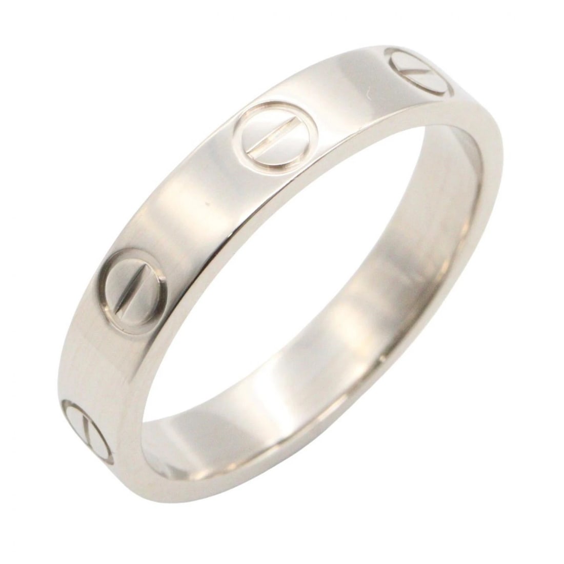 CARTIER MINI LOVE RING 18KWG WHITE GOLD: CARTIER Mini Love Ring 18KWG White Gold Brand: CARTIER Type/Style: Ring Material: K18WG?White Gold?, Color: Silver Size: US size 5.5 Accessories: None Accessories Notice: When purchasing pre-owned