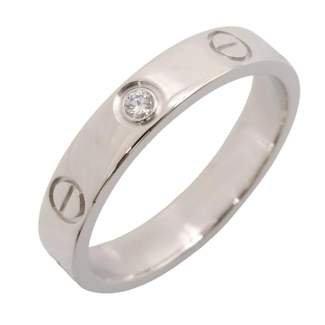 CARTIER MINI LOVE 1P DIAMOND RING: CARTIER Mini Love 1P Diamond Ring Brand: CARTIER Type/Style: Ring Material: K18WG?White Gold?, Color: Silver Size: US size 6 Accessories: None Accessories Notice: When purchasing pre-owned goods,