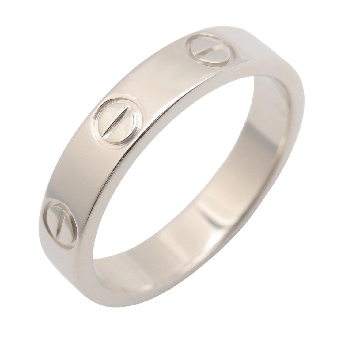 CARTIER MINI LOVE RING 18KWG WHITE GOLD: CARTIER Mini Love Ring 18KWG White Gold Brand: CARTIER Type/Style: Ring Material: K18WG?White Gold?, Color: Silver Size: US size 4.75 Accessories: None Accessories Notice: When purchasing pre-owned