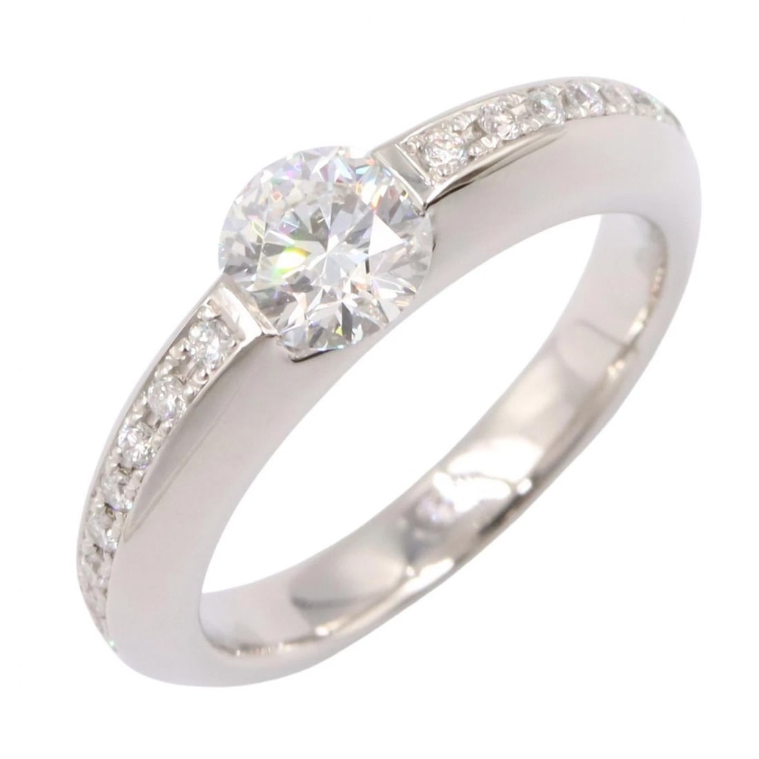 PONTE VECCHIO DIAMOND RING: Ponte Vecchio Diamond Ring Brand: Ponte Vecchio Type/Style: Ring Material: Pt900 Platinum, Color: Silver Size: US size 4.5 Accessories: None Accessories Notice: When purchasing pre-owned g