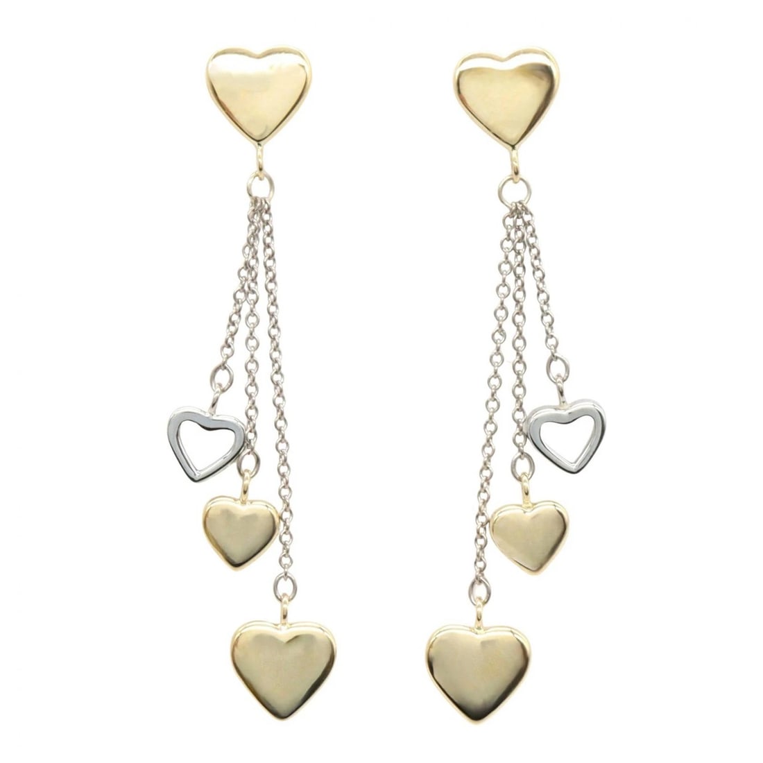 TIFFANY?CO MULTI HEART DROP PIERCED EARRINGS: TIFFANY?CO Multi Heart Drop Pierced earrings Brand: TIFFANY?CO Type/Style: Pierced earrings Material: K18 (Yellow Gold), Color: Gold Size: Size 50mm x 8mm(2.0" x 0.3") Accessories: None Ac