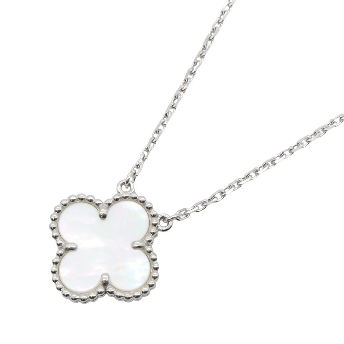 VAN CLEEF & ARPELS ALHAMBRA NECKLACE: Van Cleef & Arpels Alhambra Necklace Brand: Van Cleef & Arpels Type/Style: Necklace Material: K18WG?White Gold?, Color: Silver Size: Size Neck rotation?37/41.5cm(14.6") Motif W?15mm x H?15mm(0.6" x