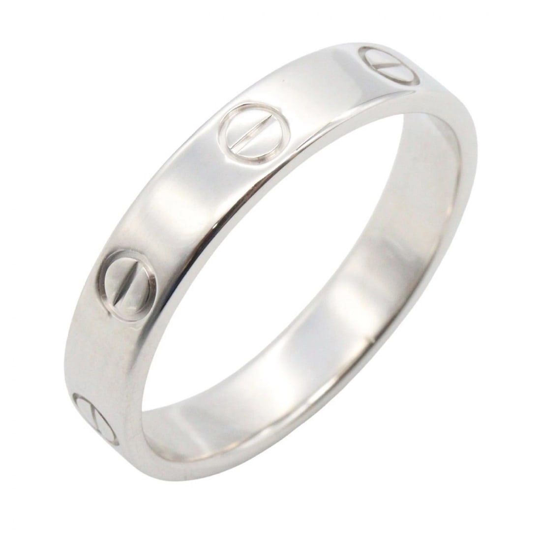 CARTIER MINI LOVE RING 18KWG WHITE GOLD: CARTIER Mini Love Ring 18KWG White Gold Brand: CARTIER Type/Style: Ring Material: K18WG?White Gold?, Color: Silver Size: US size 8 Accessories: None Accessories Notice: When purchasing pre-owned