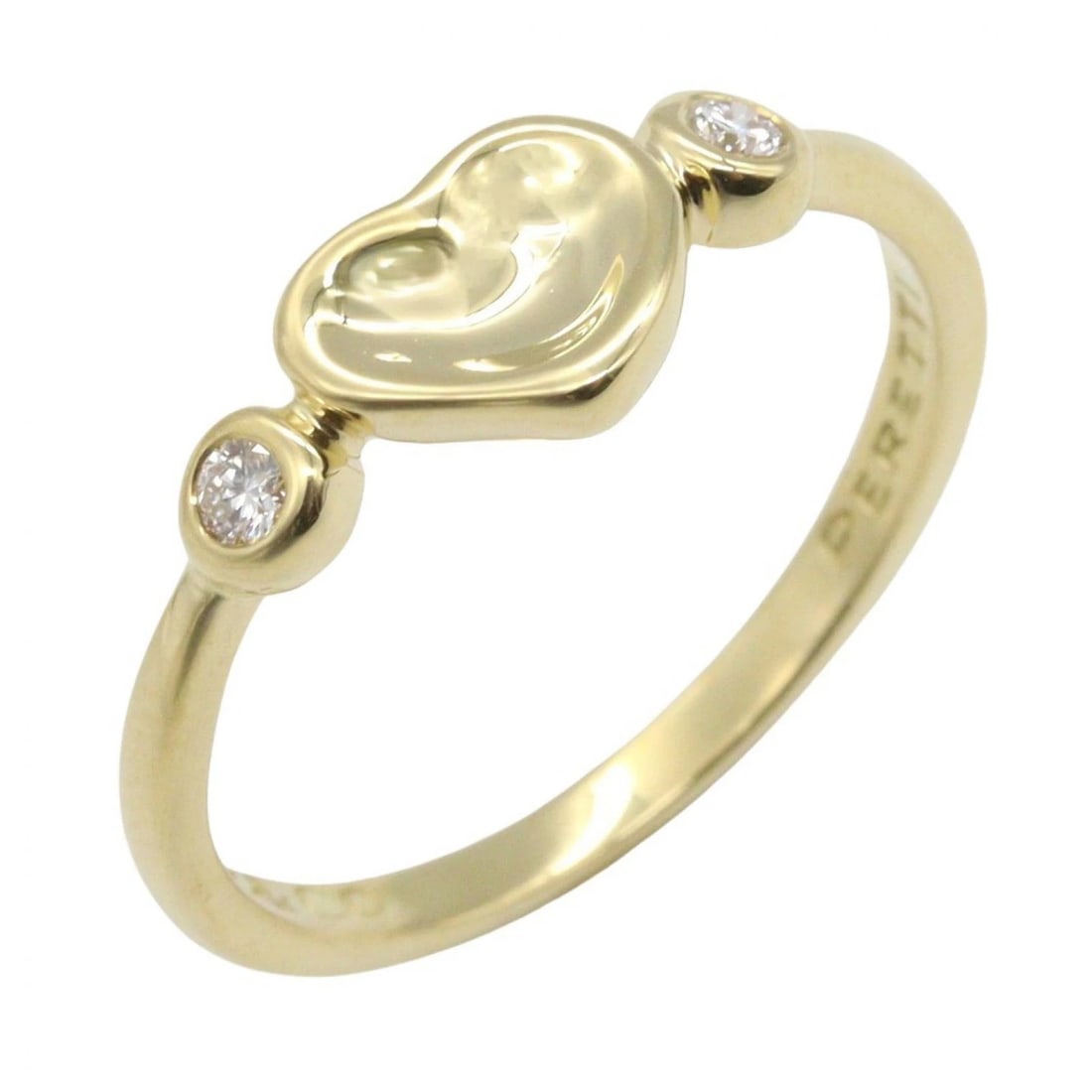 TIFFANY?CO HEART 2PD DIAMOND RING: TIFFANY?CO Heart 2PD Diamond Ring Brand: TIFFANY?CO Type/Style: Ring Material: K18 (Yellow Gold), Color: Gold Size: US size 6 Accessories: None Accessories Notice: When purchasing pre-owne