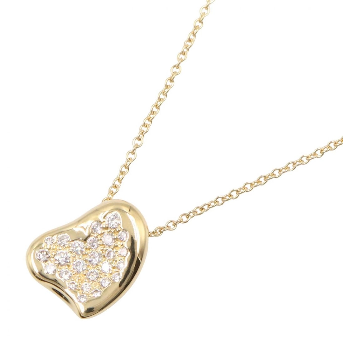TIFFANY?CO FULL HEART DIAMOND NECKLACE PENDANT: TIFFANY?CO Full Heart Diamond Necklace Pendant Brand: TIFFANY?CO Type/Style: Necklace Material: K18 (Yellow Gold), Color: Gold Size: Size Neck rotation?40.5cm(15.9") Motif W?10mm x H?13mm(0.4" x