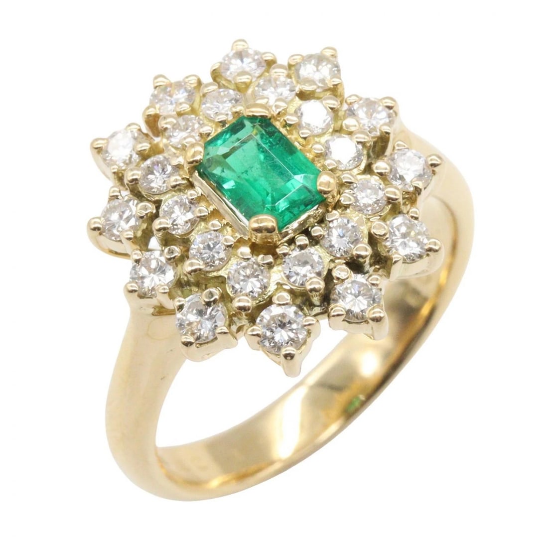 JEWELRY EMERALD DIAMOND RING 18KYG (1 of 3)