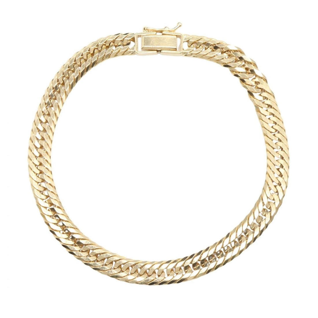 JEWELRY TRIPLE 12 SIDE CURB LINK CHAIN BRACELET: JEWELRY Triple 12 side Curb link chain Bracelet Brand: JEWELRY Type/Style: Bracelet Material: K18 (Yellow Gold), Color: Gold Size: Size Band Length?19.5cm(7.7") Accessories: None Accessories Notice: