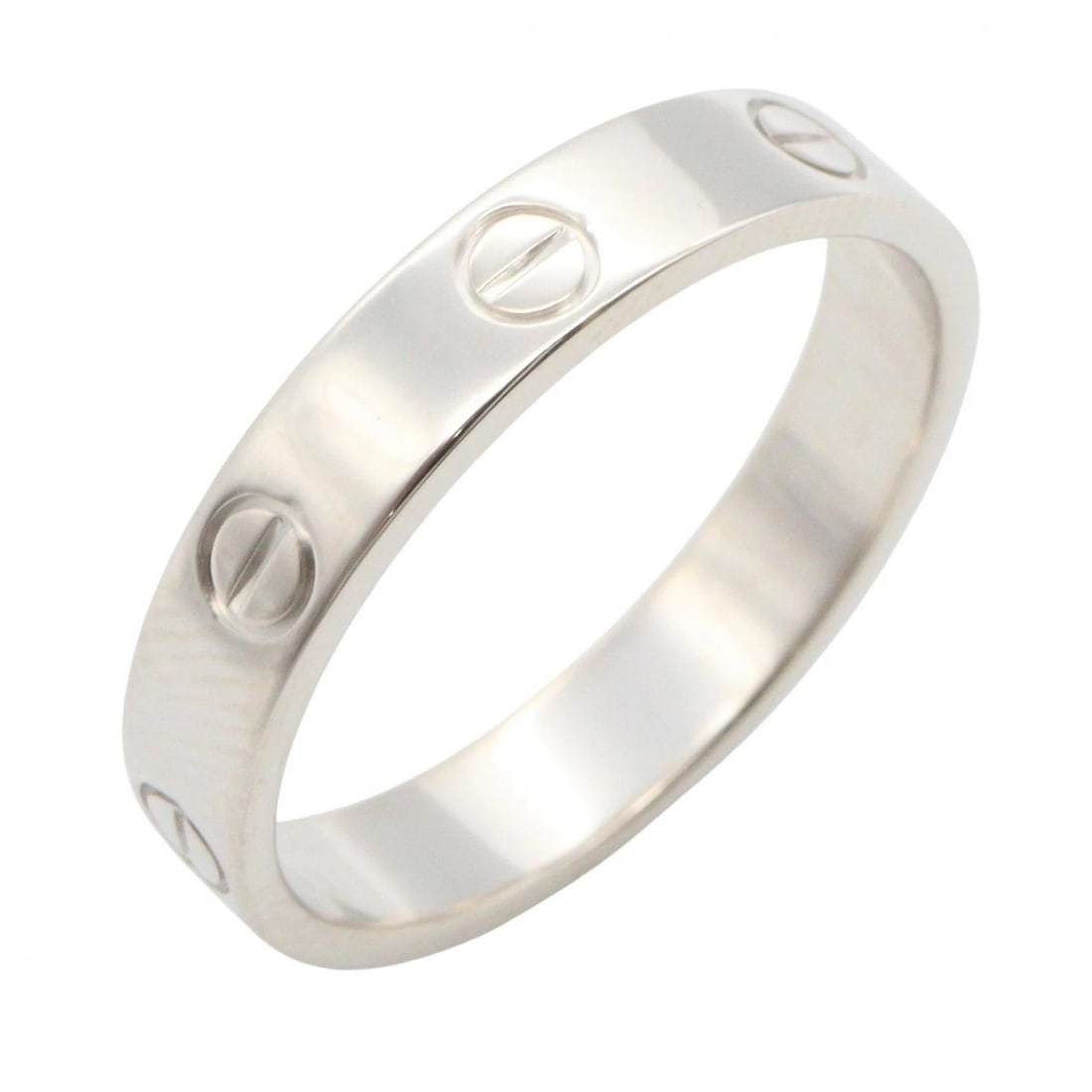 CARTIER MINI LOVE RING 18KWG WHITE GOLD: CARTIER Mini Love Ring 18KWG White Gold Brand: CARTIER Type/Style: Ring Material: K18WG?White Gold?, Color: Silver Size: US size 8 Accessories: None Accessories Notice: When purchasing pre-owned