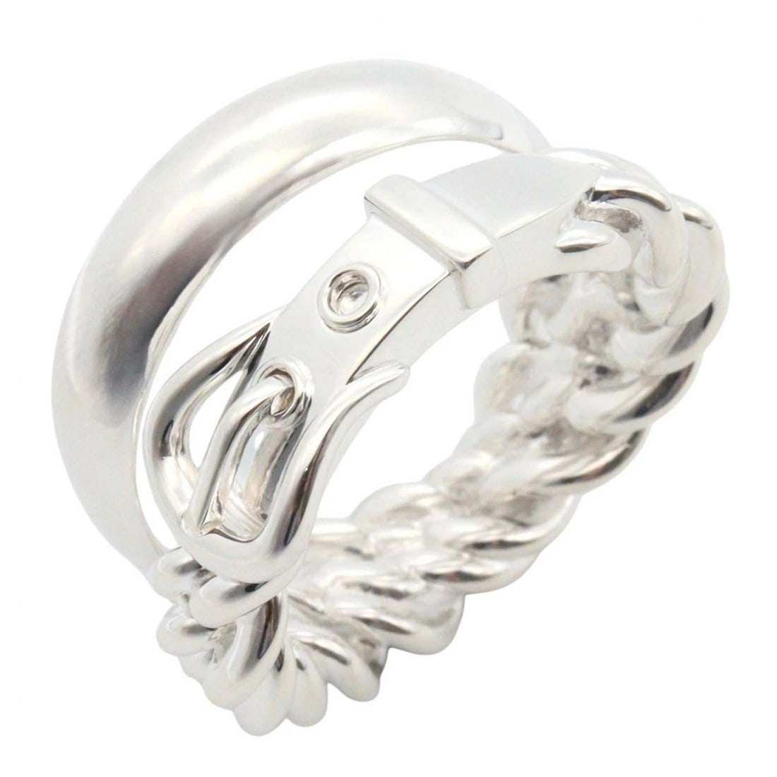 HERMES BOUCLE SELLIER INFLEXIBLE RING: HERMES Boucle Sellier Inflexible Ring Brand: HERMES Type/Style: Ring Material: Silver925, Color: Silver Size: US size 7 Accessories: None Accessories Notice: When purchasing pre-owned goods, please