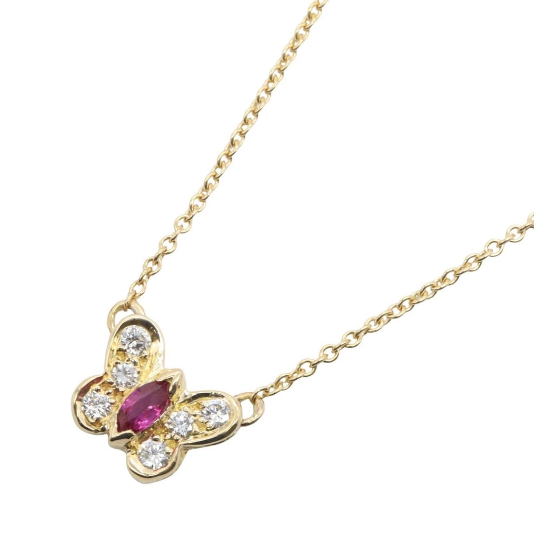 VAN CLEEF & ARPELS PAPILLON RUBY DIAMOND NECKLACE PENDANT: VAN CLEEF & ARPELS Papillon Ruby Diamond Necklace Pendant Brand: Van Cleef & Arpels Type/Style: Necklace Material: K18 (Yellow Gold), Color: Gold Size: Size Neck rotation?31.5/39cm(12.4") Motif W?11mm