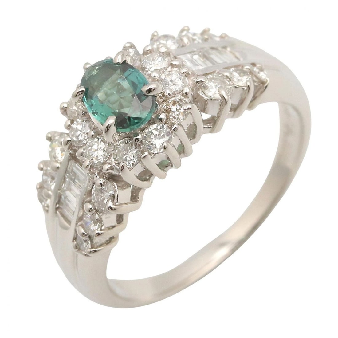 JEWELRY ALEXANDRITE DIAMOND RING PT900: JEWELRY Alexandrite Diamond Ring Pt900 Brand: JEWELRY Type/Style: Ring Material: Pt900 Platinum, Main Stone alexandrite Color: Silver Size: US Size 6 Accessories: None Accessories Notice: