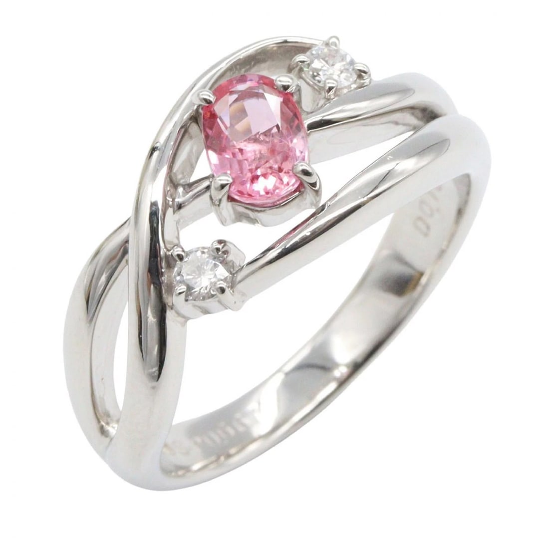 JEWELRY PINK SAPPHIRE DIAMOND RING: JEWELRY Pink Sapphire Diamond Ring Brand: JEWELRY Type/Style: Ring Material: Pt900 Platinum, Color: Silver Size: US size 7.25 Accessories: None Accessories Notice: When purchasing pre-owne