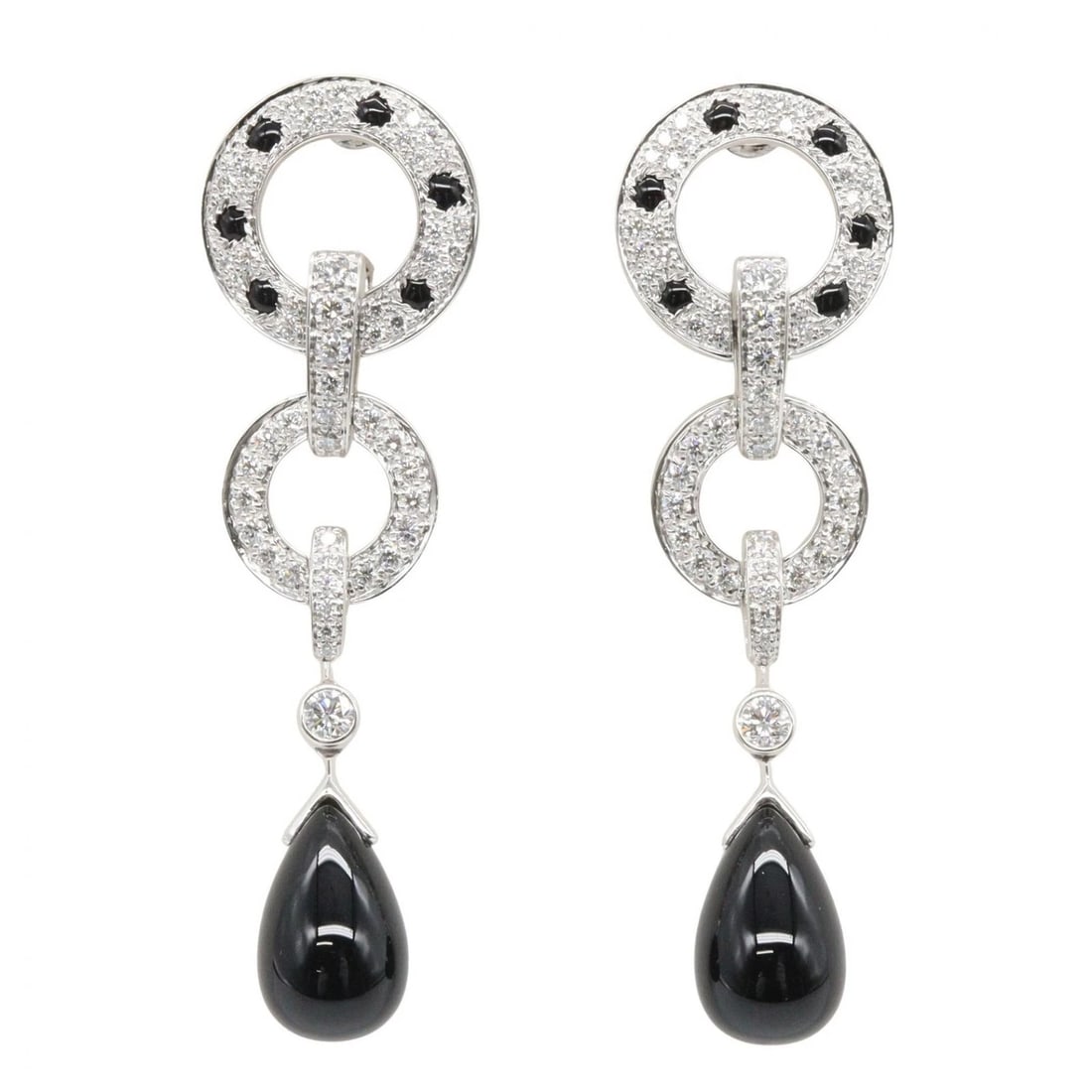 CARTIER PANTHERE DIAMOND ONYX PIERCED EARRINGS (1 of 5)