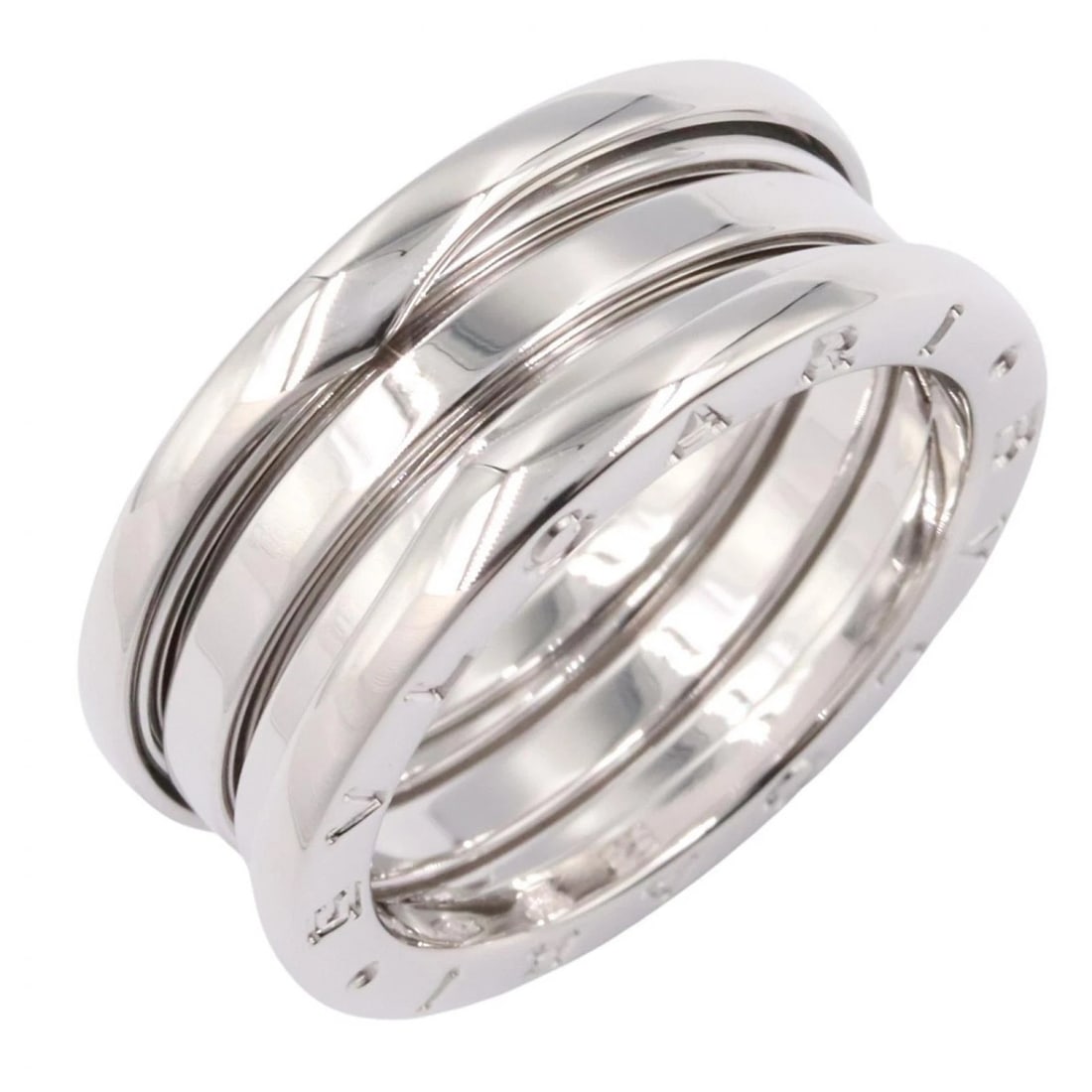 BVLGARI B-ZERO1 3 BANDS RING: BVLGARI B-zero1 3 Bands Ring Brand: BVLGARI Type/Style: Ring Material: K18WG?White Gold?, Color: Silver Size: US size 8.25 Accessories: None Accessories Notice: When purchasing pre-owned g