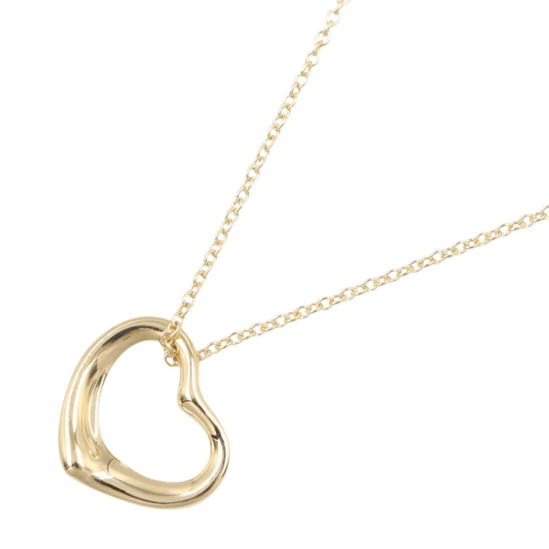 TIFFANY?CO OPEN HEART NECKLACE PENDANT: TIFFANY?CO Open Heart Necklace Pendant Brand: TIFFANY?CO Type/Style: Necklace Material: K18 (Yellow Gold), Color: Gold Size: Size Neck rotation?41cm(16.1") Motif W?15mm x H?13mm(0.6" x 0.5")