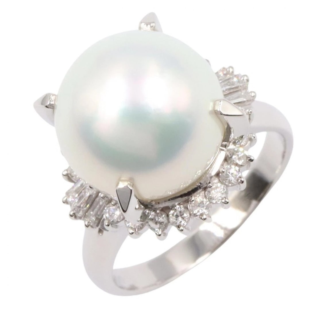 JEWELRY SOUTH SEA PEARL DIAMOND RING: JEWELRY South Sea pearl Diamond Ring Brand: JEWELRY Type/Style: Ring Material: Pt900 Platinum, Color: Silver Size: US size 9 Accessories: None Accessories Notice: When purchasing pre-owned goods,