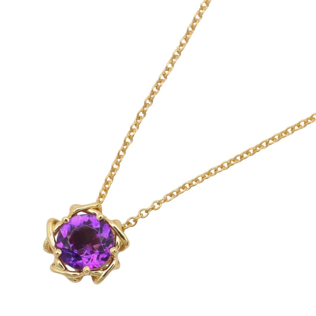 TIFFANY?CO AMETHYST NECKLACE PENDANT: TIFFANY?CO Amethyst Necklace Pendant Brand: TIFFANY?CO Type/Style: Necklace Material: K18 (Yellow Gold), Color: Gold Size: Size Neck rotation?40.5cm(15.9") Motif W?9mm x H?9mm(0.4" x 0.4")