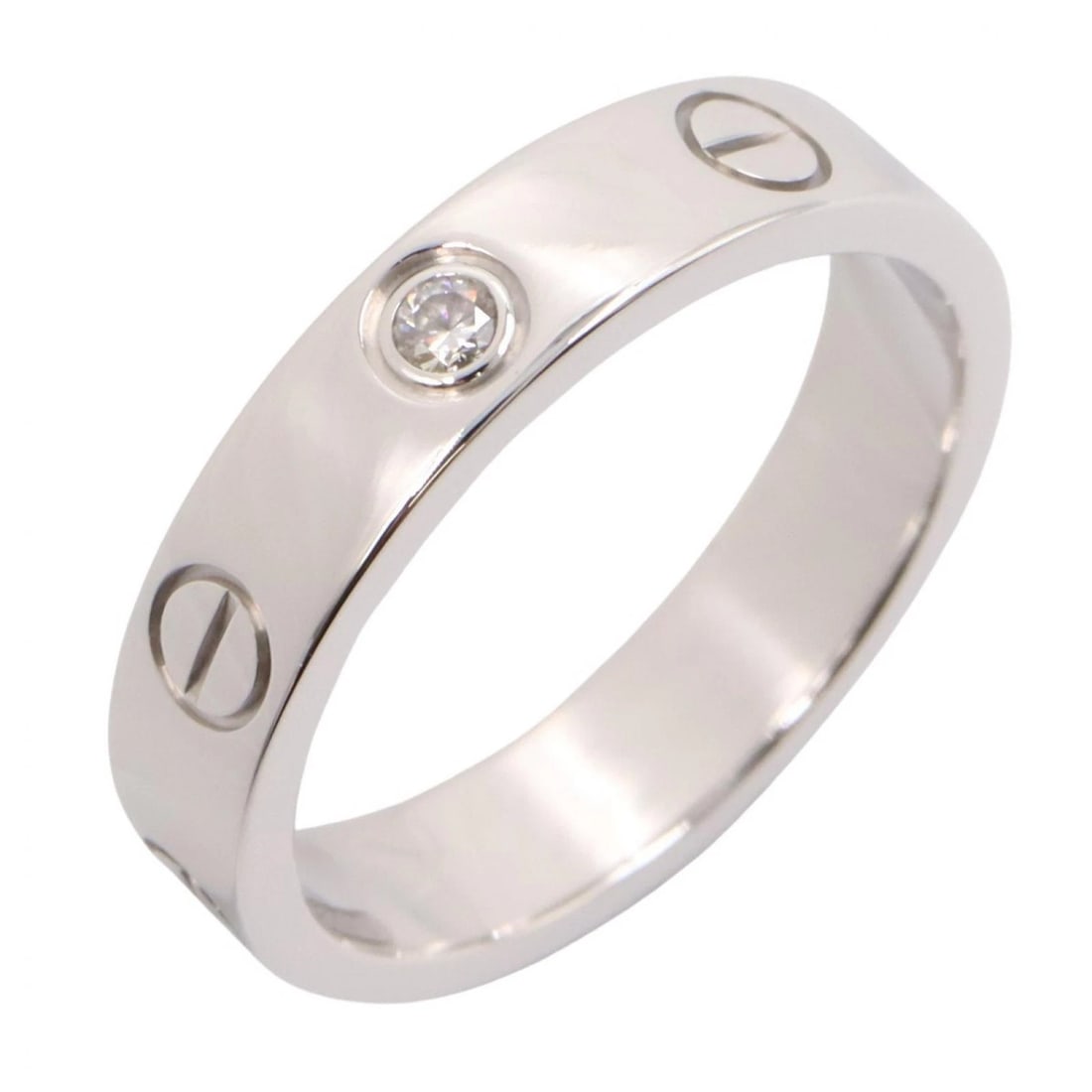 CARTIER MINI LOVE 1P DIAMOND RING 18KWG: CARTIER Mini Love 1P Diamond Ring 18KWG Brand: CARTIER Type/Style: Ring Material: K18WG?White Gold?, Color: Silver Size: US size 5 Accessories: None Accessories Notice: When purchasing pre-owned