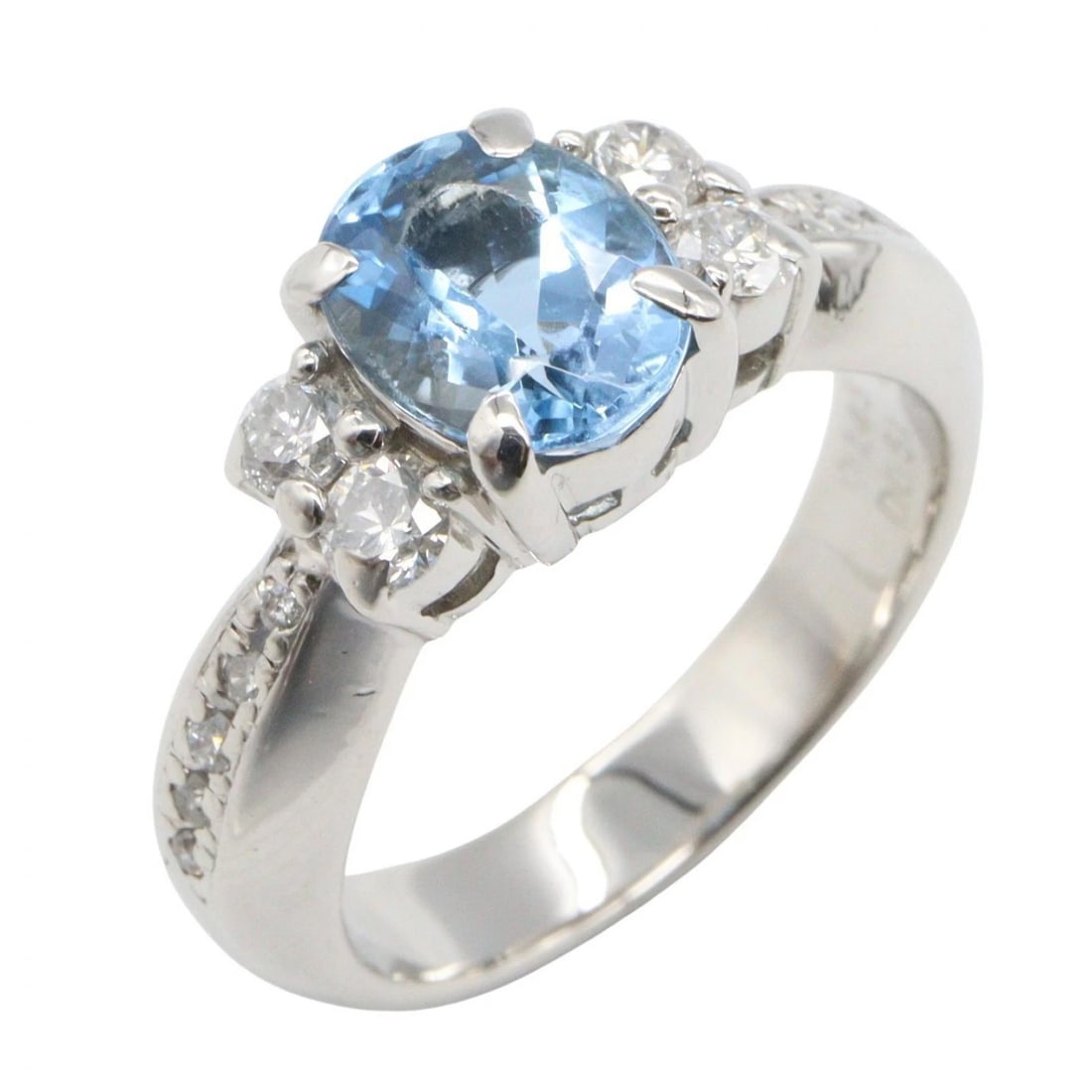 JEWELRY AQUAMARINE DIAMOND RING PT900 PLATINUM: JEWELRY Aquamarine Diamond Ring Pt900 Platinum Brand: JEWELRY Type/Style: Ring Material: Pt900 Platinum, Main Stone Aquamarine Color: Silver Size: US size 6.75 Accessories: None Accessories Notice: