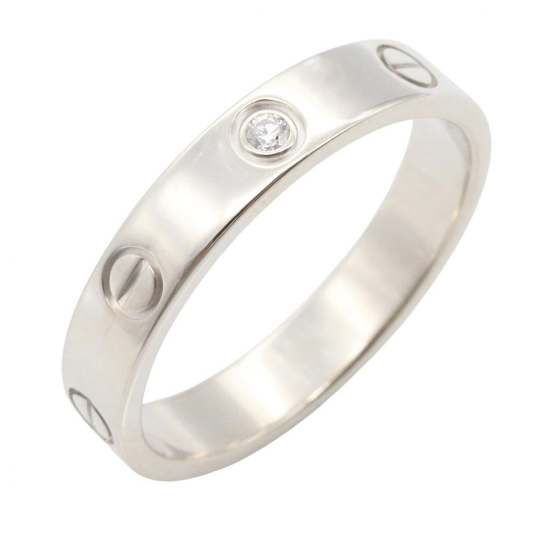 CARTIER MINI LOVE 1P DIAMOND RING: CARTIER Mini Love 1P Diamond Ring Brand: CARTIER Type/Style: Ring Material: K18WG?White Gold?, Color: Silver Size: US size 7.25 Accessories: None Accessories Notice: When purchasing pre-owned goods,