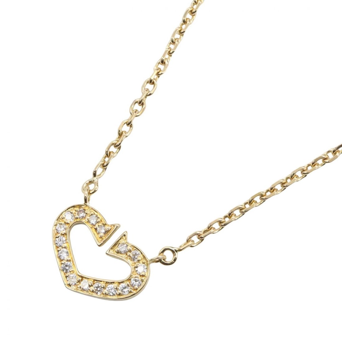 CARTIER C HEART DIAMOND NECKLACE PENDANT: CARTIER C Heart Diamond Necklace Pendant Brand: CARTIER Type/Style: Necklace Material: K18 (Yellow Gold), Color: Gold Size: Size Neck rotation?40.5/41cm(15.9") Motif W?12mm x H?8mm(0.5" x 0.3")