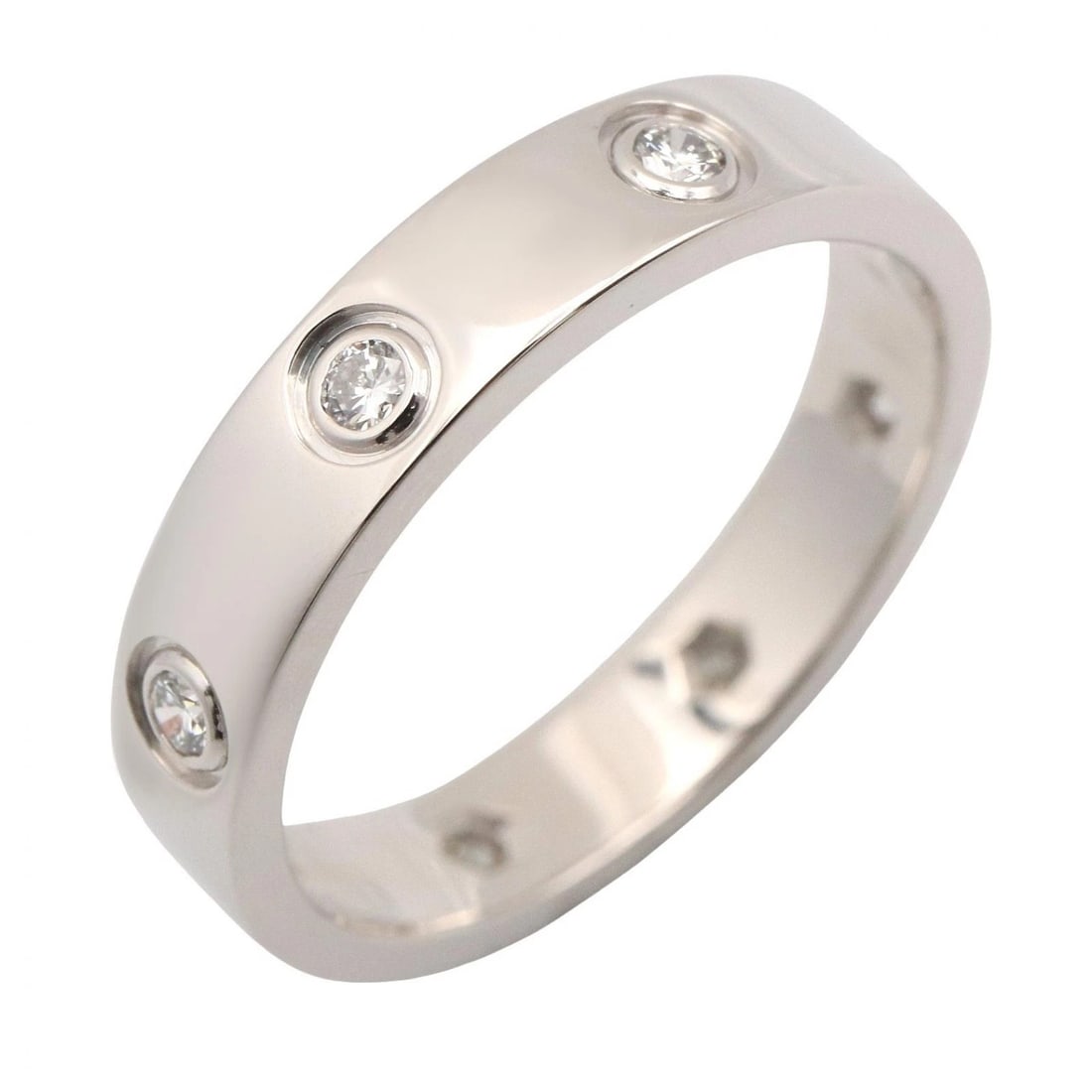 CARTIER MINI LOVE RING 8P DIAMOND 18KWG WHITE GOLD: CARTIER Mini Love ring 8P Diamond 18KWG White Gold Brand: CARTIER Type/Style: Ring Material: K18WG?White Gold?, Color: Silver Size: US size 5.75 Accessories: None Accessories Notice: When purchasing
