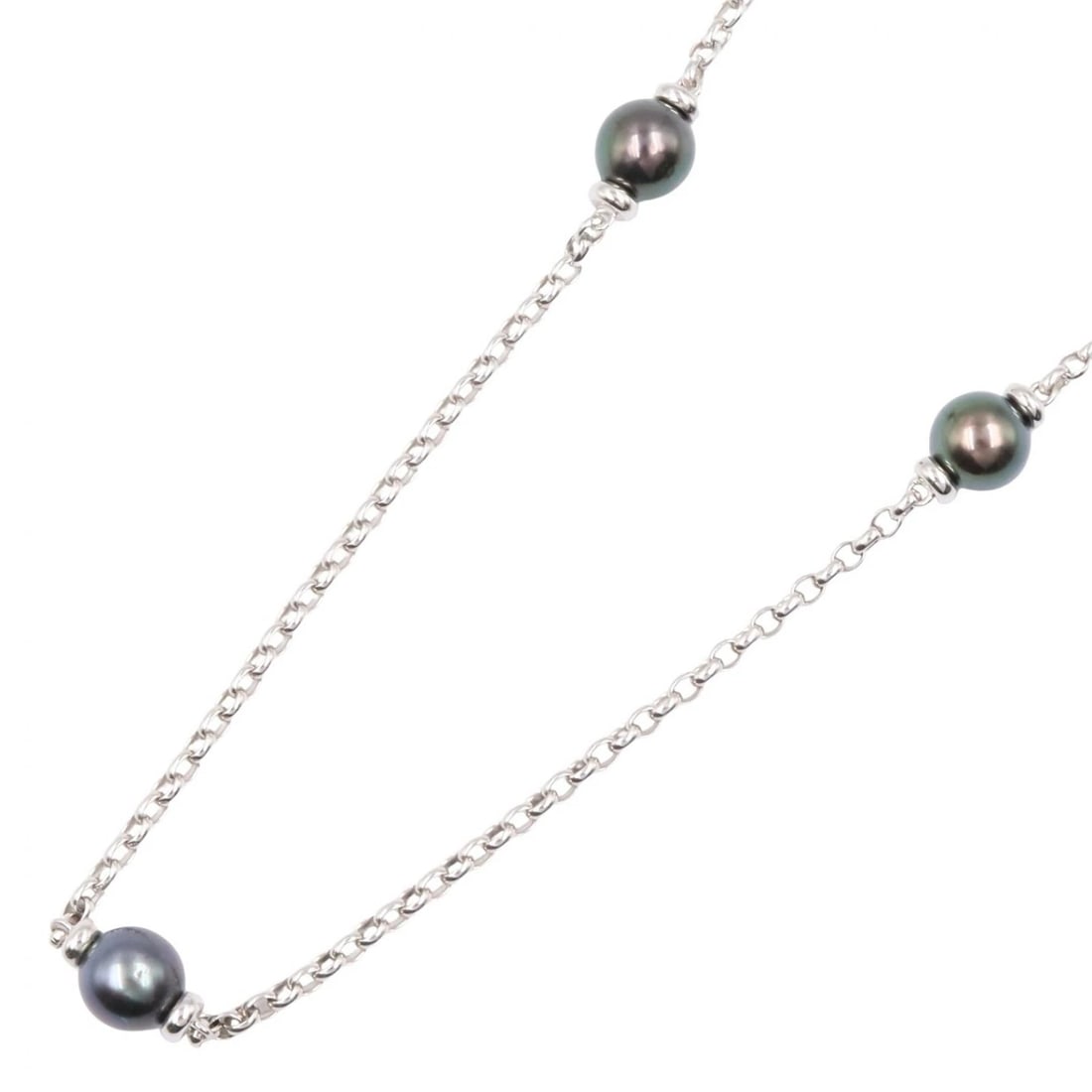 MIKIMOTO BLACK PEARL NECKLACE 18KWG: MIKIMOTO Black Pearl Necklace 18KWG Brand: MIKIMOTO Type/Style: Necklace Material: K18WG?White Gold?, Color: Silver Size: Size Neck rotation?60cm(23.6") Accessories: None Accessories Notic