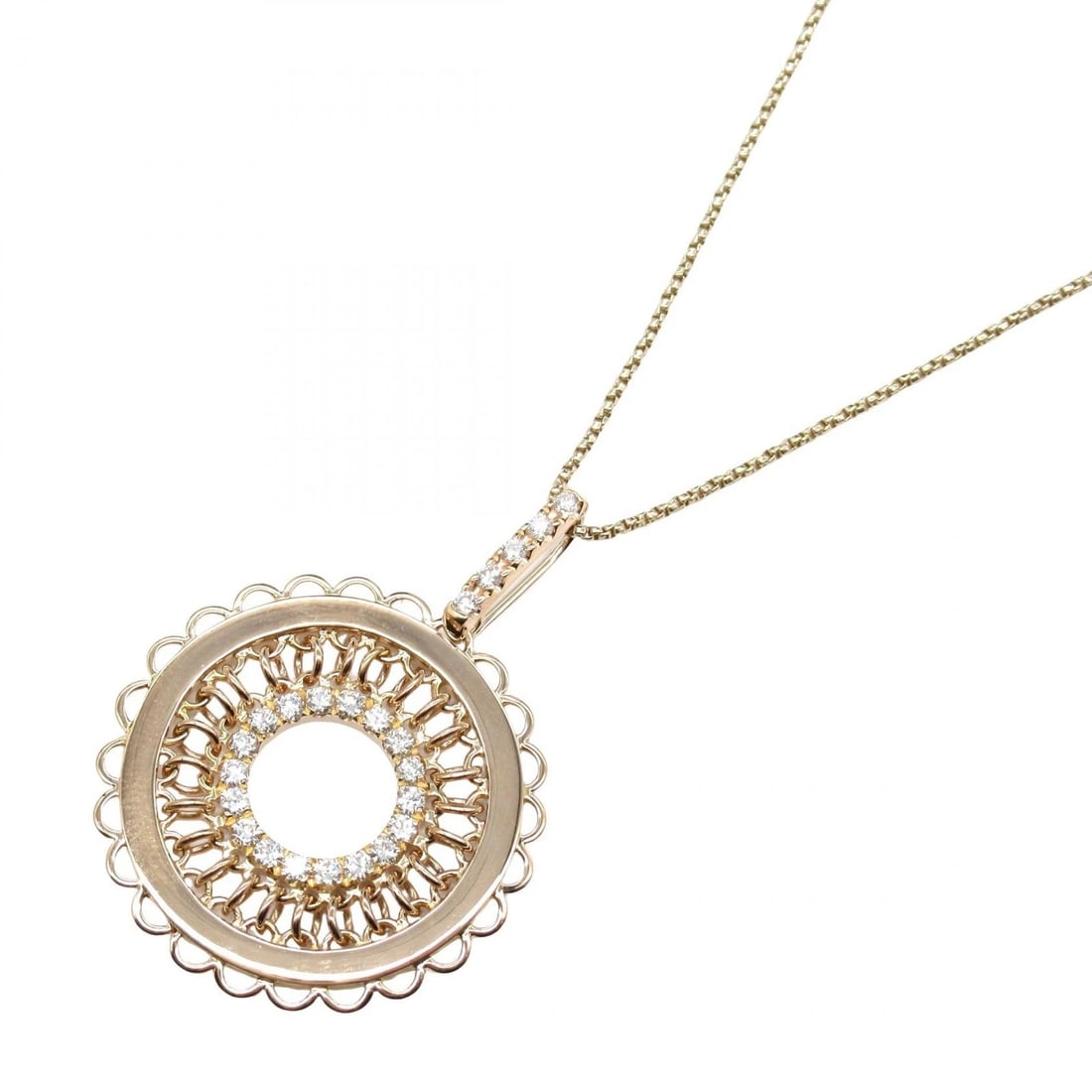 JEWELRY DIAMOND NECKLACE PENDANT: JEWELRY Diamond Necklace Pendant Brand: JEWELRY Type/Style: Necklace Material: K18PG?Rose Gold?, Color: Gold Size: Size Neck rotation?60.5cm(23.8") Motif W?28mm x H?40mm(1.1" x 1.6") Accessories: