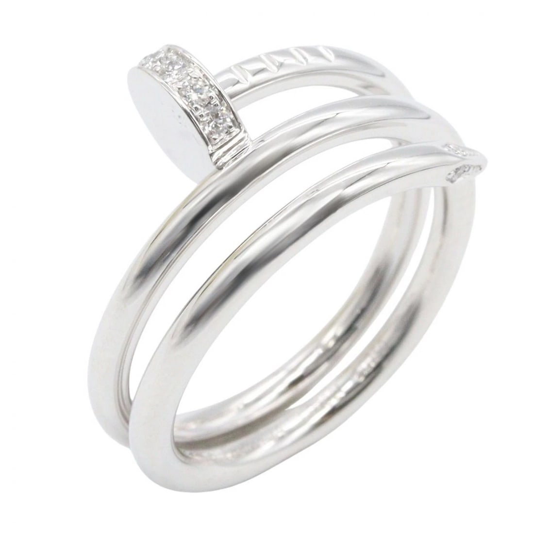 CARTIER JUSTE UN CLOU DOUBLE DIAMOND RING: CARTIER Juste un Clou Double Diamond Ring Brand: CARTIER Type/Style: Ring Material: K18WG?White Gold?, Color: Silver Size: US size 5 Accessories: None Accessories Notice: When purchasing pre-owned