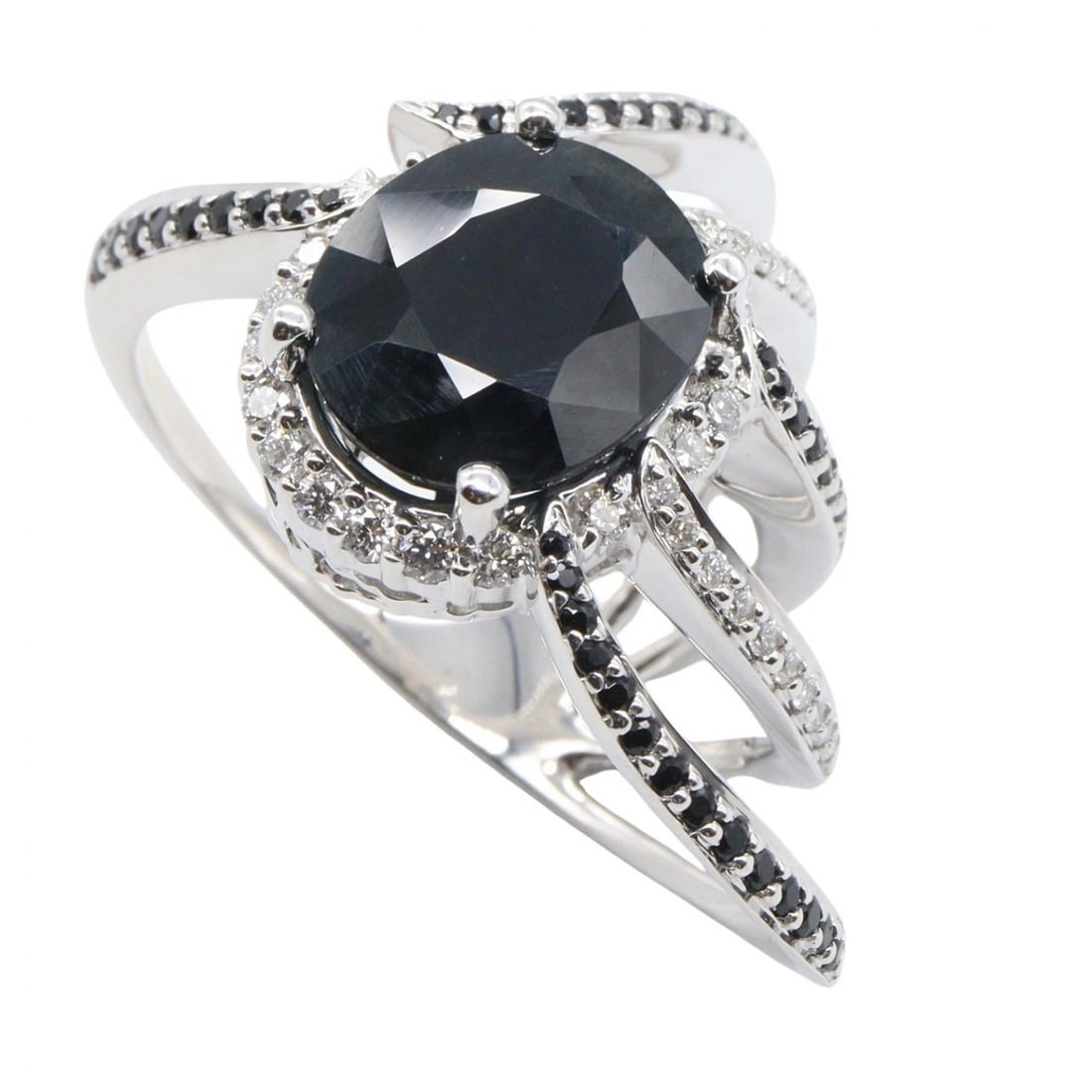 KARATI DIAMOND SAPPHIRE RING RING: KARATI Diamond Sapphire Ring Ring Brand: KARATI Type/Style: Ring Material: K18WG?White Gold?, Main Stone sapphire Color: Silver Size: US size 8 Accessories: None Accessories Notice: When p