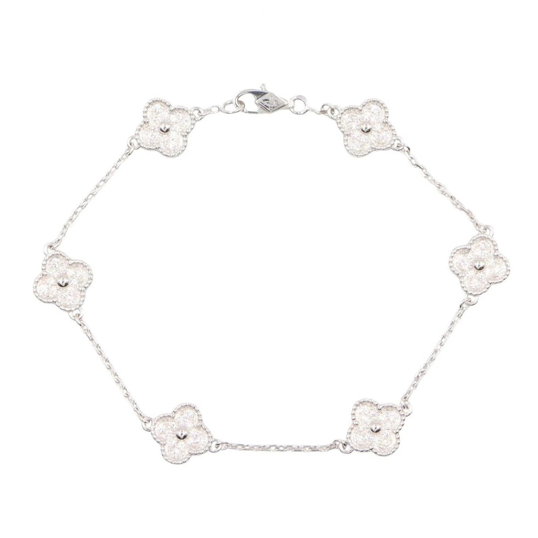 VAN CLEEF & ARPELS SWEET ALHAMBRA 6 DIAMOND BRACELET: Van Cleef & Arpels Sweet Alhambra 6 Diamond Bracelet Brand: Van Cleef & Arpels Type/Style: Bracelet Material: K18WG?White Gold?, Color: Silver Size: Size Band Length?17cm(6.7") Notation Size?- Motif