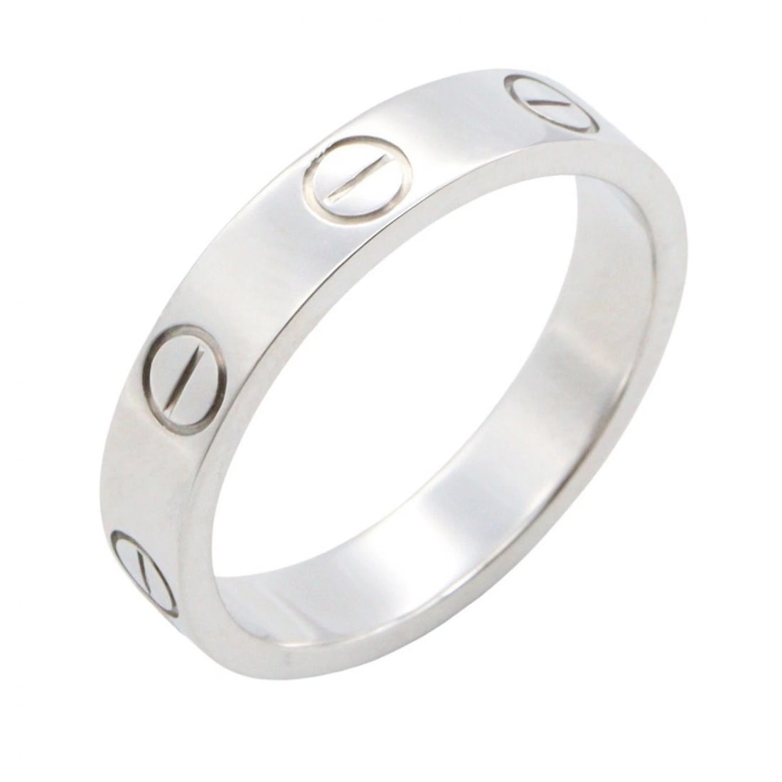 CARTIER MINI LOVE RING 18KWG WHITE GOLD: CARTIER Mini Love Ring 18KWG White Gold Brand: CARTIER Type/Style: Ring Material: K18WG?White Gold?, Color: Silver Size: US size 4.25 Accessories: None Accessories Notice: When purchasing pre-owned