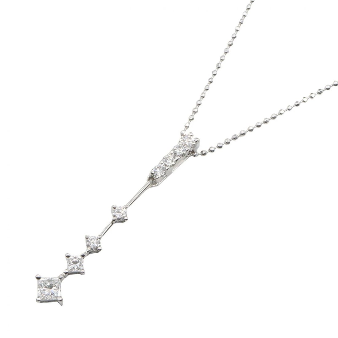 JEWELRY DIAMOND NECKLACE PT900: JEWELRY Diamond Necklace Pt900 Brand: JEWELRY Type/Style: Necklace Material: Pt900 Platinum, Color: Silver Size: Size Neck rotation?45.5cm(17.9") Motif W?5mm x H?33mm(0.2" x 1.3") Accessories: Non