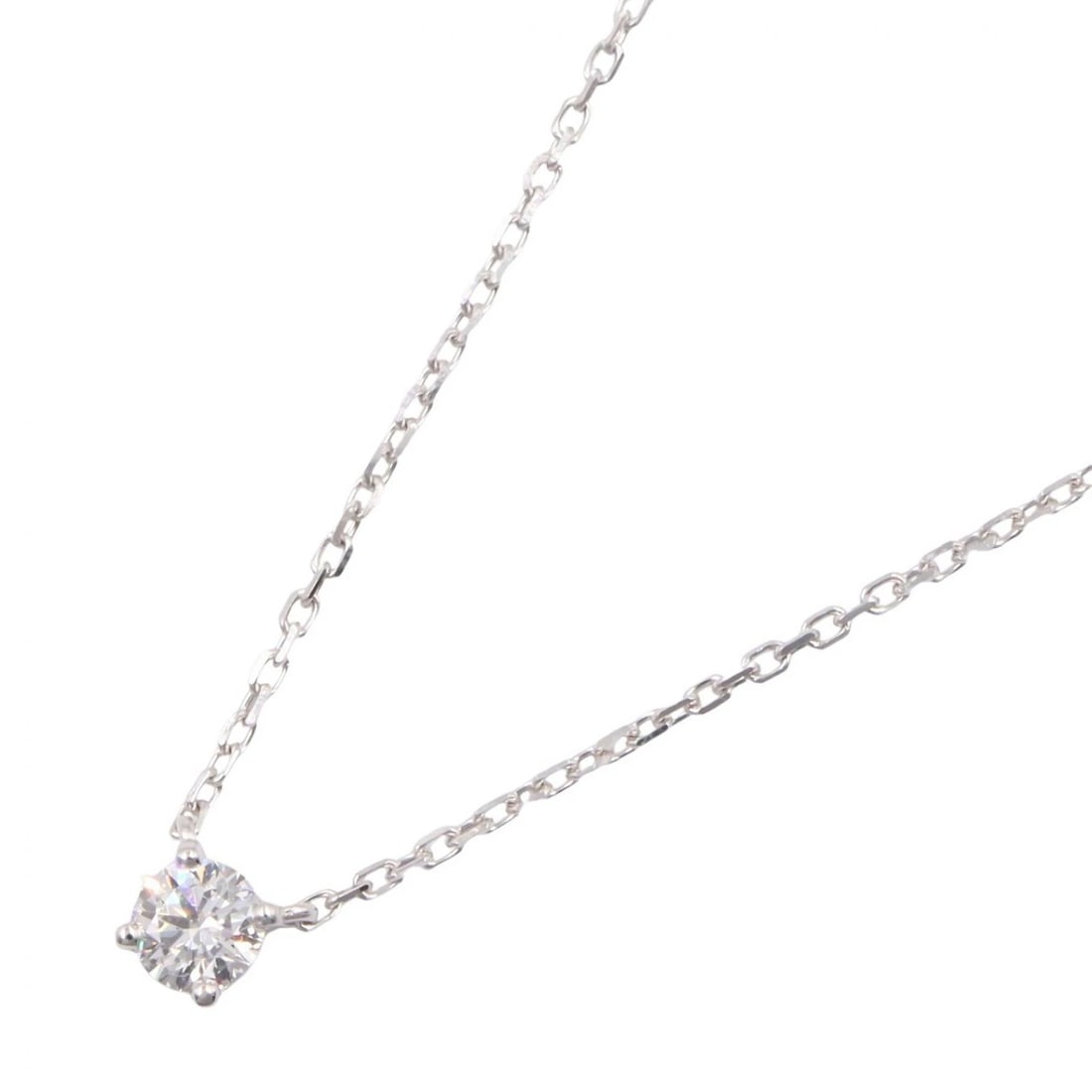 CARTIER 1895 SOLITAIRE DIAMOND NECKLACE: CARTIER 1895 Solitaire Diamond Necklace Brand: CARTIER Type/Style: Necklace Material: K18WG?White Gold?, Color: Silver Size: Size Neck rotation?38.5/41cm(15.2") Motif W?3.6mm x H?3.6mm(0.1" x 0.1")